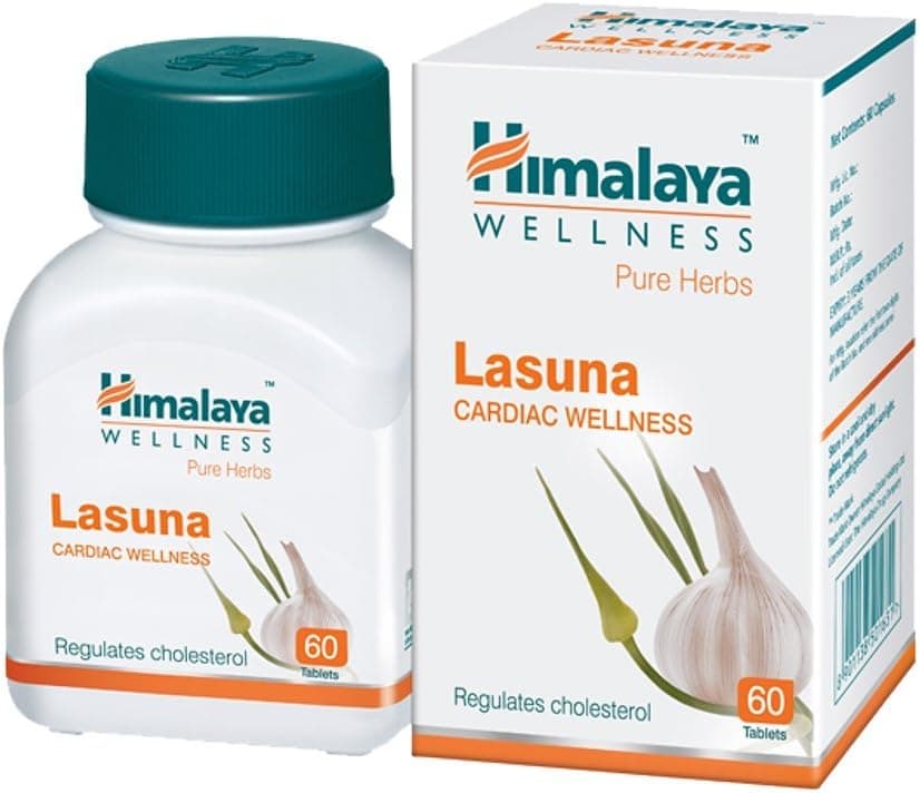 Himalaya Pure Herbs Lasuna Cardiac Wellness Tablets, White, 250 mg, 60 Count - Premium Wellness by Himalaya