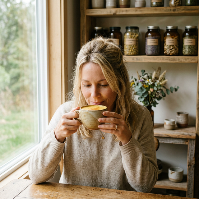 Woman enjoying herbal tea